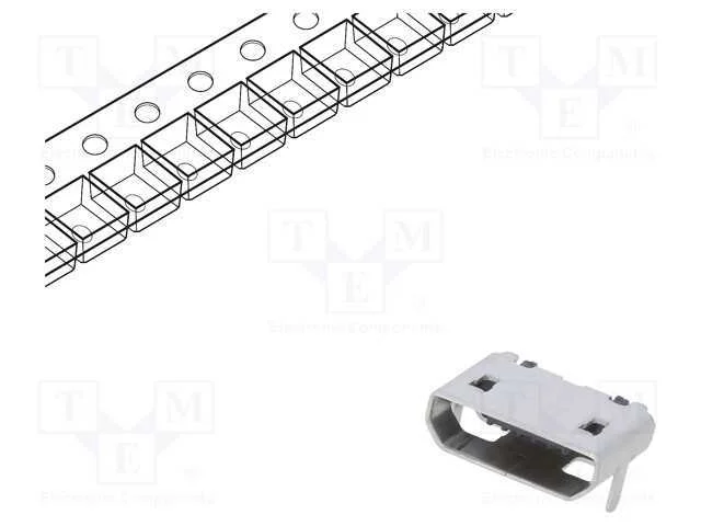 Tomada, USB B micro, SMT, PIN: 5, horizontais, US.