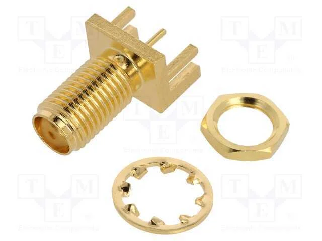 Tomada, Sma, Fêmea, de Borda, Simples, 50o, Smt, Ptfe, Dourado