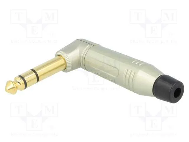 Ficha, Jack 6,3mm, Macho, Stereo, Faixas: 3, Angulares 90, Solda