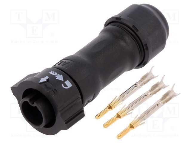 Conector: Redondos, Macho, Ficha, Cerrar, Pin: 3,.