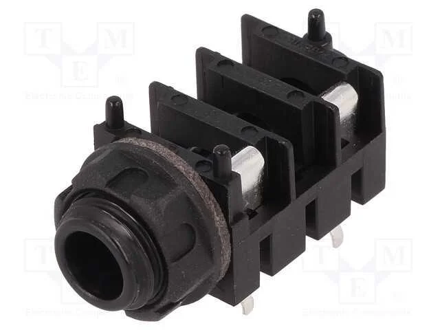 Tomada, Jack 6,3mm, Fêmea, Mono,Com Interruptor Duplo, Faixas: 2