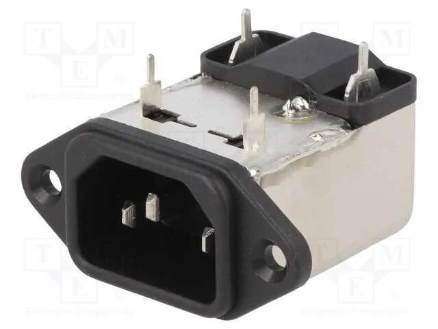 Conector: de alimentação, tomada, macho, 6A, 250V.