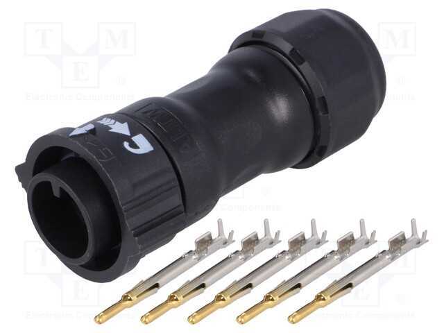 Conector: redondos, macho, ficha, cerrar, PIN: 5,.