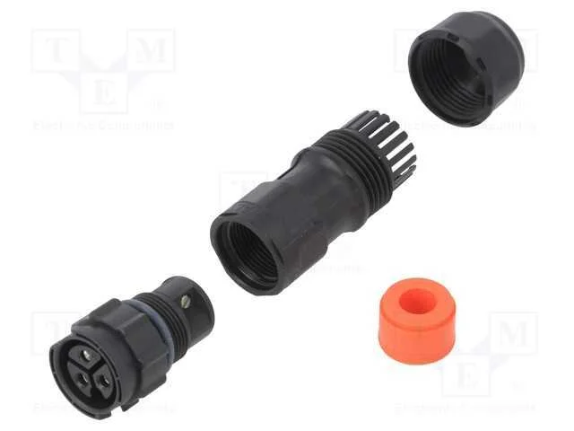Conector: redondos, fêmea, ficha, terminal parafu.