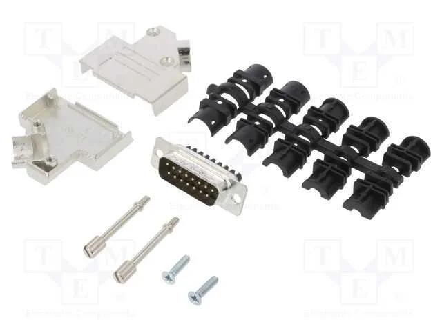 D-Sub, PIN: 15, macho, angulares 45, terminal par.