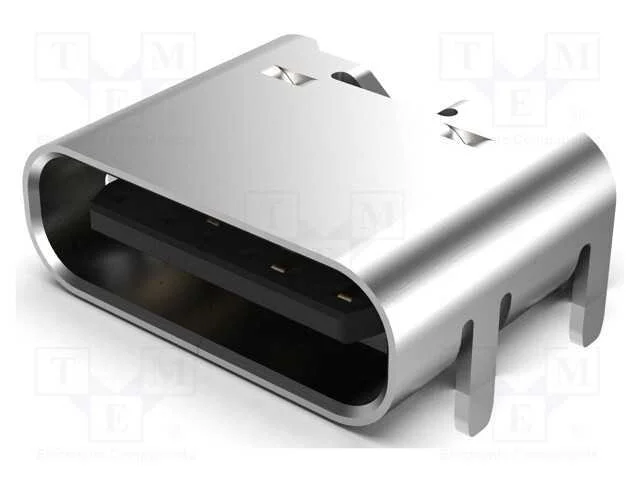 Tomada, Usb C, Smt, Pin: 6, Horizontais, Top Board Mount, 3a