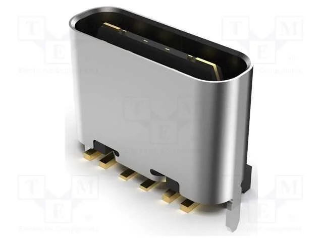 Tomada, Usb C, Smt, Pin: 6, Verticais, Top Board Mount, 3a