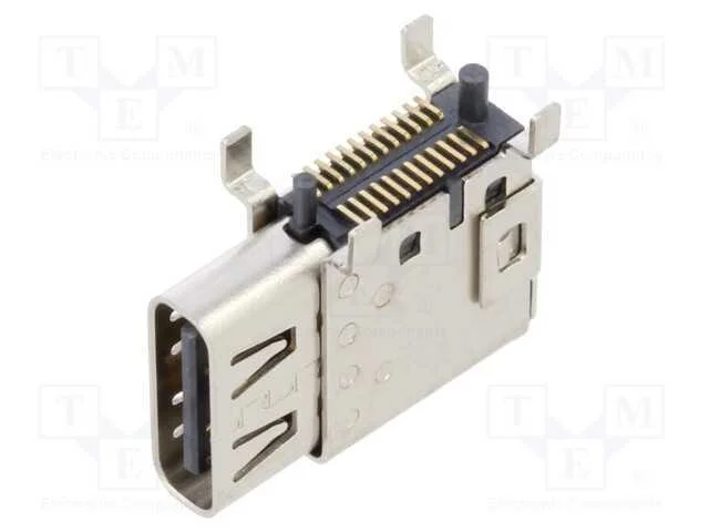 Tomada, USB C, SMT, PIN: 24, laterais, top board .