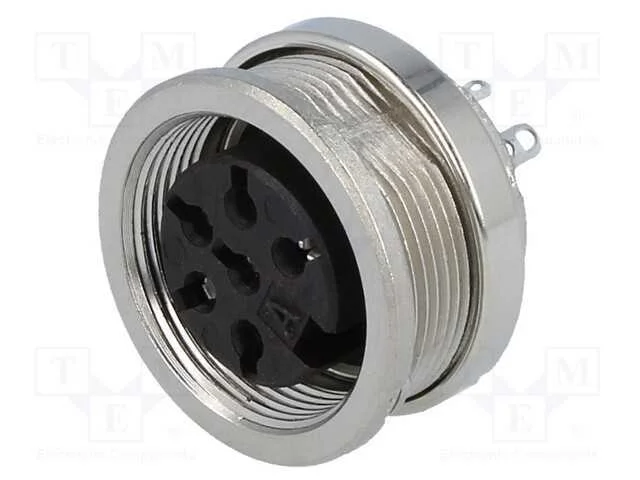 Conector: M16, tomada, f&ecirc;mea, solda, para painel,.