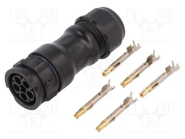 Conector: redondos, fêmea, ficha, cerrar, PIN: 5,.