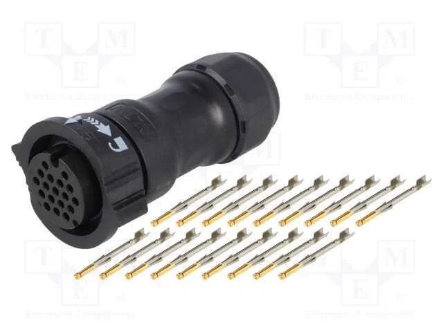 Conector: redondos, fêmea, ficha, cerrar, PIN: 18.