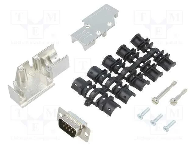 D-Sub, Pin: 9, Ficha, Macho, Angulares 90, Solda, com Cabo, Preta