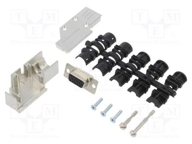 D-Sub, Pin: 15, Ficha, Fêmea, Angulares 90, Solda, com Cabo, Preta