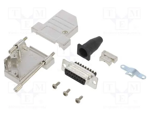 D-Sub, PIN: 15, fêmea, angulares 45, terminal par.