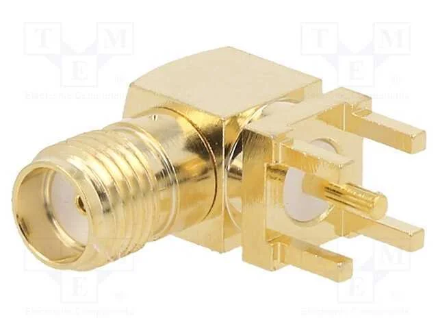 Tomada, Sma, Fêmea, Angulares 90, 50o, Tht, para Pcb, Ptfe, Dourado