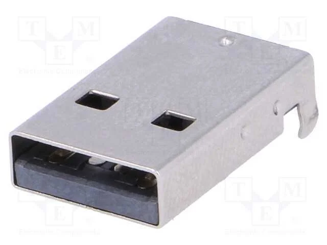 Ficha, USB A, SMT, angulares 90, 1,5A, poliamida,.