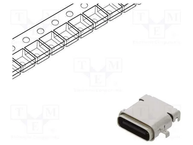 Tomada, Usb C, Smt, Angulares 90, Calafetadas, Usb 3.1