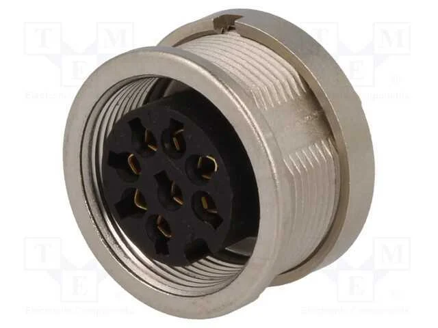 Conector: M16, tomada, fêmea, solda, PIN: 8, 5A, .