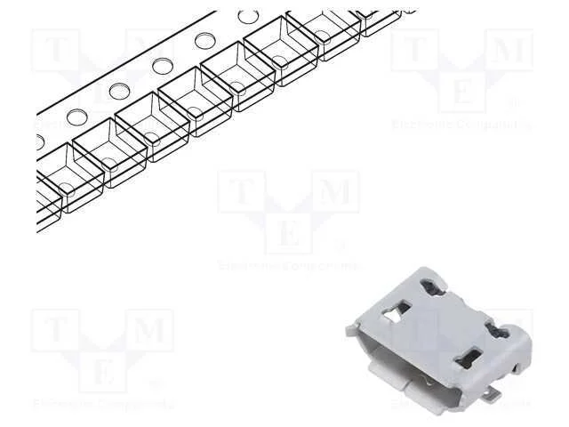 Tomada, Usb B Micro, Zx, para Pcb, Smt, Pin: 5, Horizontais, Usb 2.0
