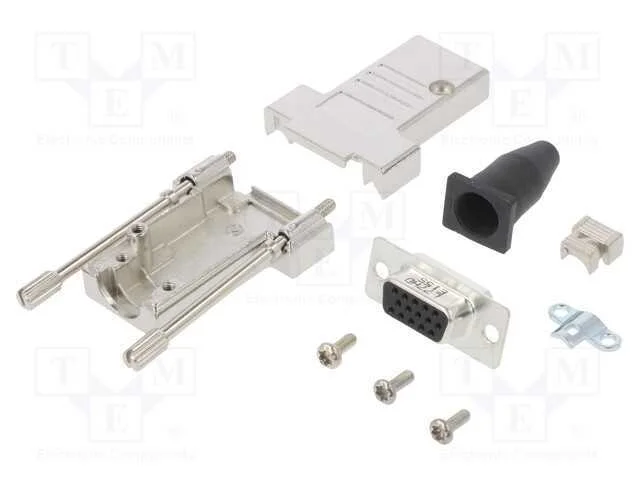 D-Sub HD, PIN: 15, fêmea, simples, solda, com cab.