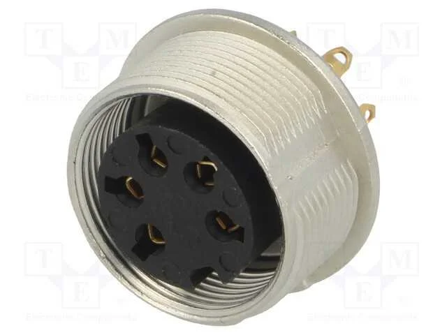 Conector: M16, tomada, f&ecirc;mea, solda, PIN: 5, 5A, .