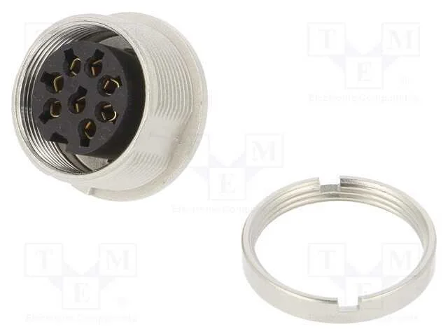 Conector: M16, tomada, fêmea, solda, PIN: 8, 5A, .