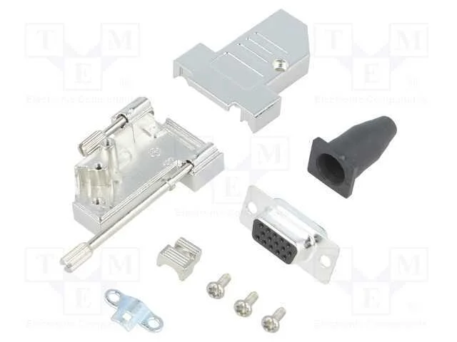 D-Sub, PIN: 15, ficha, fêmea, solda, com cabo, pr.
