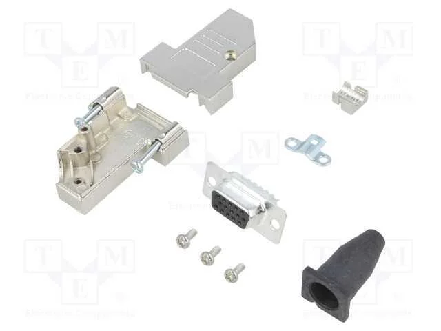 D-Sub, PIN: 15, ficha, fêmea, solda, com cabo, pr.