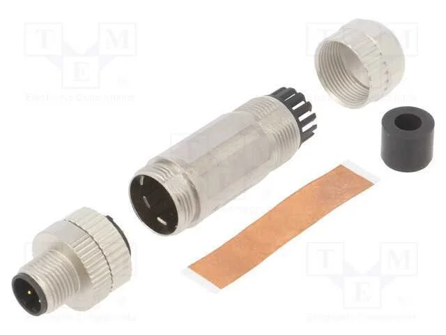 Ficha, M12, Pin: 4, Macho, Código D-Ethernet, com Cabo, Solda, Ip65