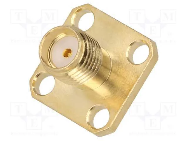 Tomada, Sma, Fêmea, Simples, Solda, para Painel, Ptfe, Dourado