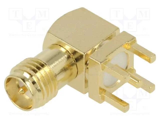 Tomada, Rp-Sma, Macho, Angulares 90, Tht, para Pcb, Ptfe, Dourado