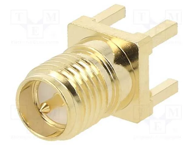 Tomada, Rp-Sma, Macho, Simples, Tht, para Pcb, Ptfe, Dourado