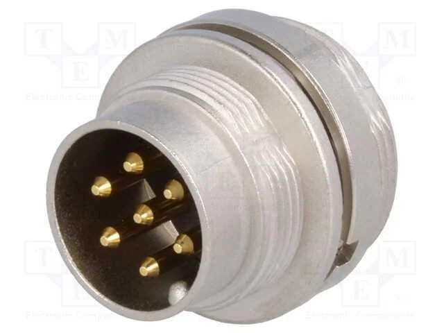 Conector: M16, tomada, macho, solda, PIN: 7, 5A, .