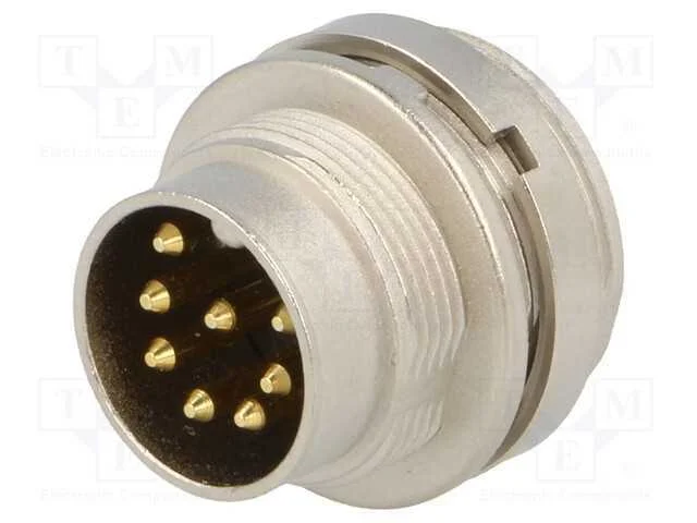Conector: M16, tomada, macho, solda, PIN: 8, 5A, .