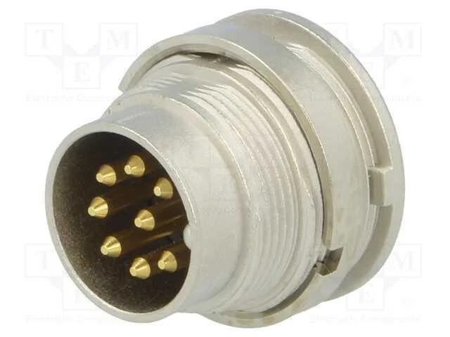 Conector: M16, tomada, macho, solda, PIN: 8, 5A, .