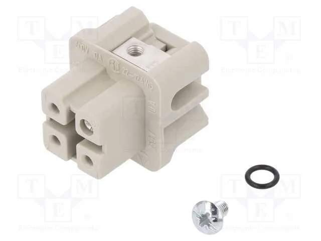 Conector: Hdc, F&ecirc;mea, Pin: 4, Tamanho 3, Inserto de Contatos, 400v
