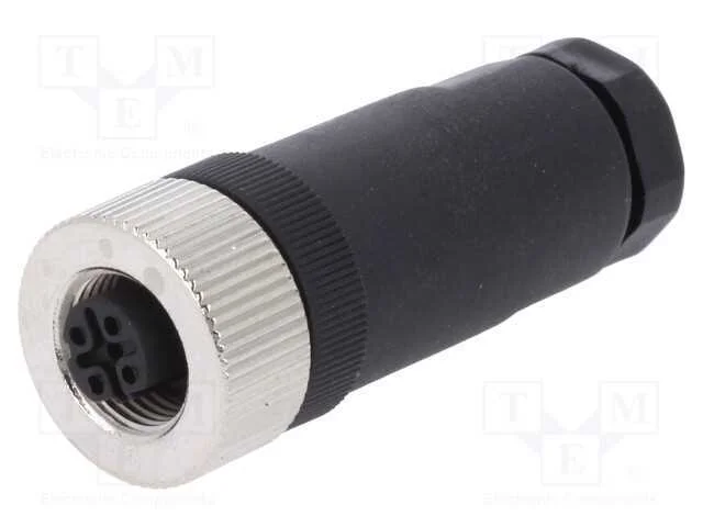 Ficha, M12, Pin: 4, Fêmea, Código D-Ethernet, com Cabo, Ip65,Ip67