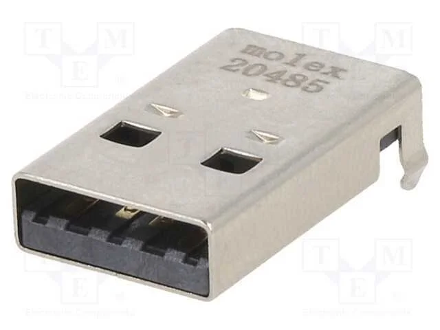 Conector: USB A, PIN: 4, SMT, horizontais, Cobert.