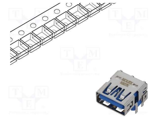 Conector: USB A, PIN: 9, THT, angulares 90, Cober.