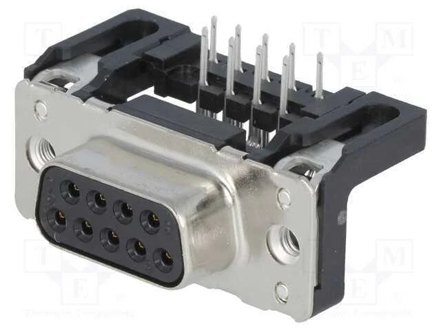 D-Sub, PIN: 9, tomada, fêmea, angulares 90, THT, .