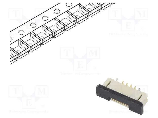 Ffc/Fpc, F31w, Pin: 8, Zif, Smt, 50v, 500ma, Seletivamente Dourado