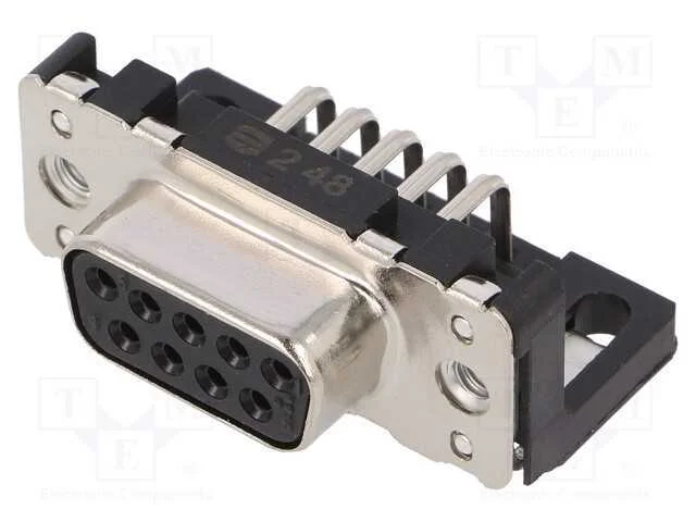 D-Sub, PIN: 9, tomada, fêmea, angulares 90, THT, .