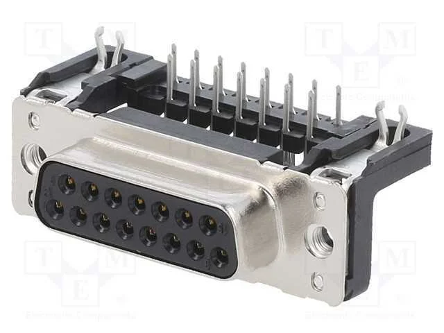 D-Sub, PIN: 15, tomada, fêmea, angulares 90, THT,.