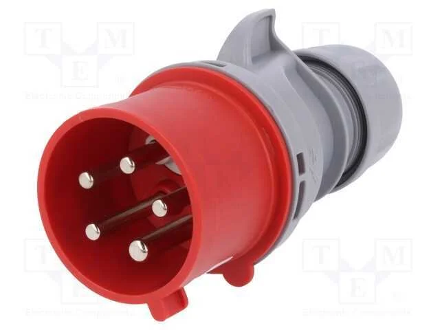 Conector: de alimentação AC 3 fases, ficha, macho.