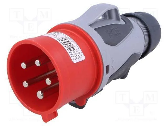 Conector: de alimentação AC 3 fases, ficha, macho.