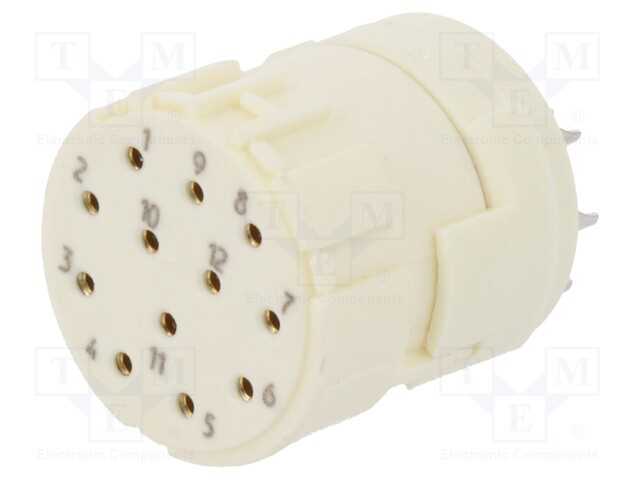 Conector: M23, Inserto de Contatos, Pin: 12, Fêmea, Solda, 200v, 8a