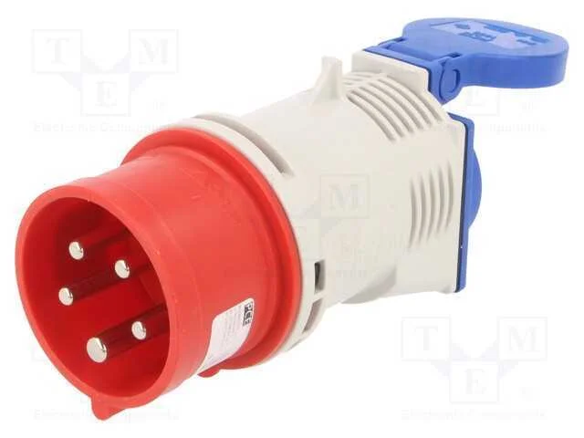 Conector: de alimentação, passo, macho/fêmea, 16A.
