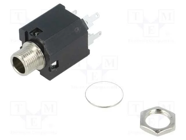 Tomada, Jack 6,3mm, Fêmea, Stereo, Faixas: 3, Simples, para Painel