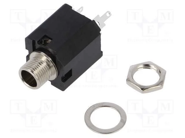 Tomada, Jack 6,3mm, Fêmea, Stereo, Faixas: 3, Simples, para Painel