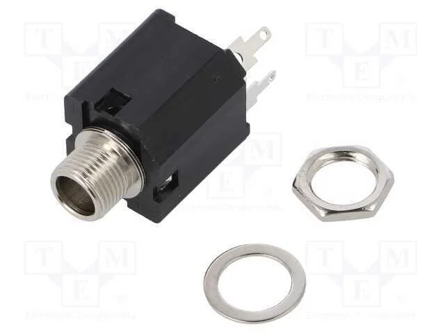Tomada, Jack 6,3mm, Fêmea, Mono, Faixas: 2, Simples, para Painel